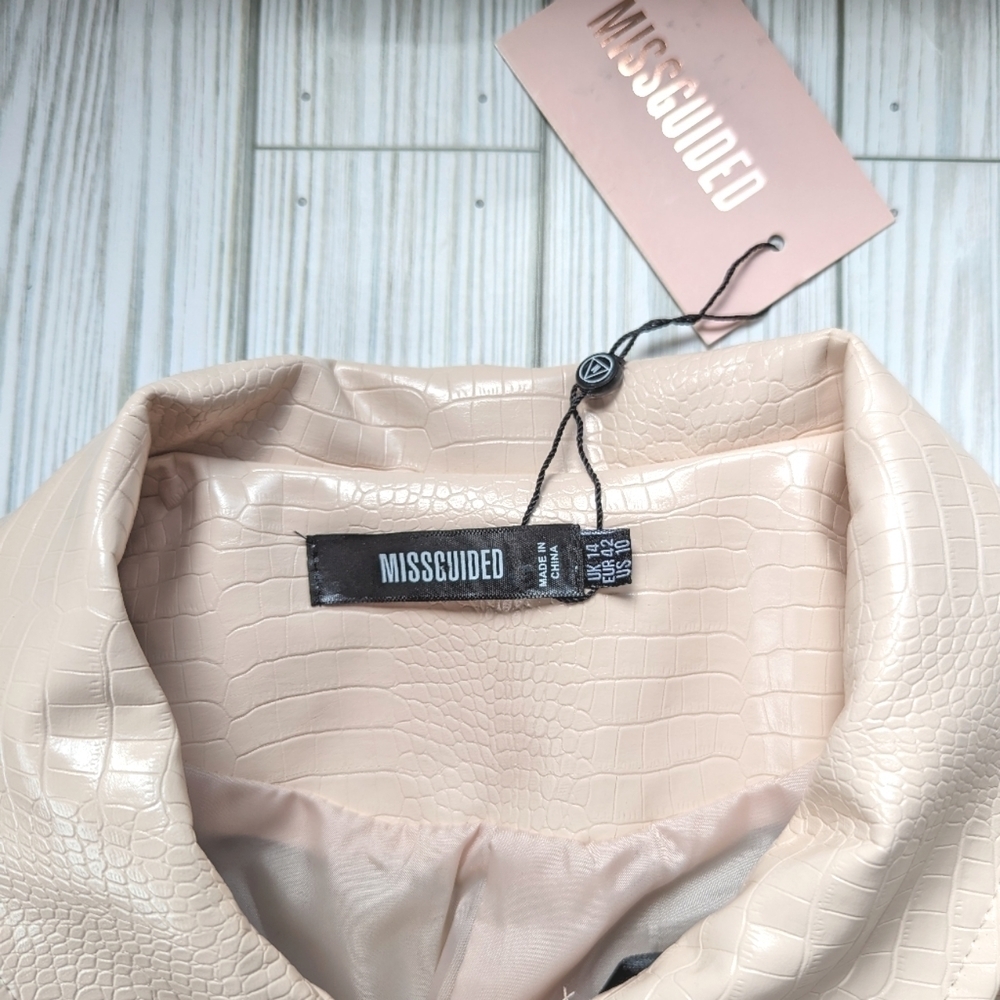 Missguided Cream Leather Jacket - Picture 8 of 15